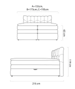 Boxspring-Doppelbett mit Bettkasten VERONA – Maße