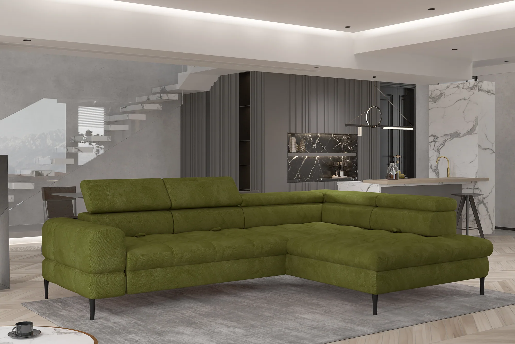 Divano letto angolare con contenitore VOSS L – ambientazione